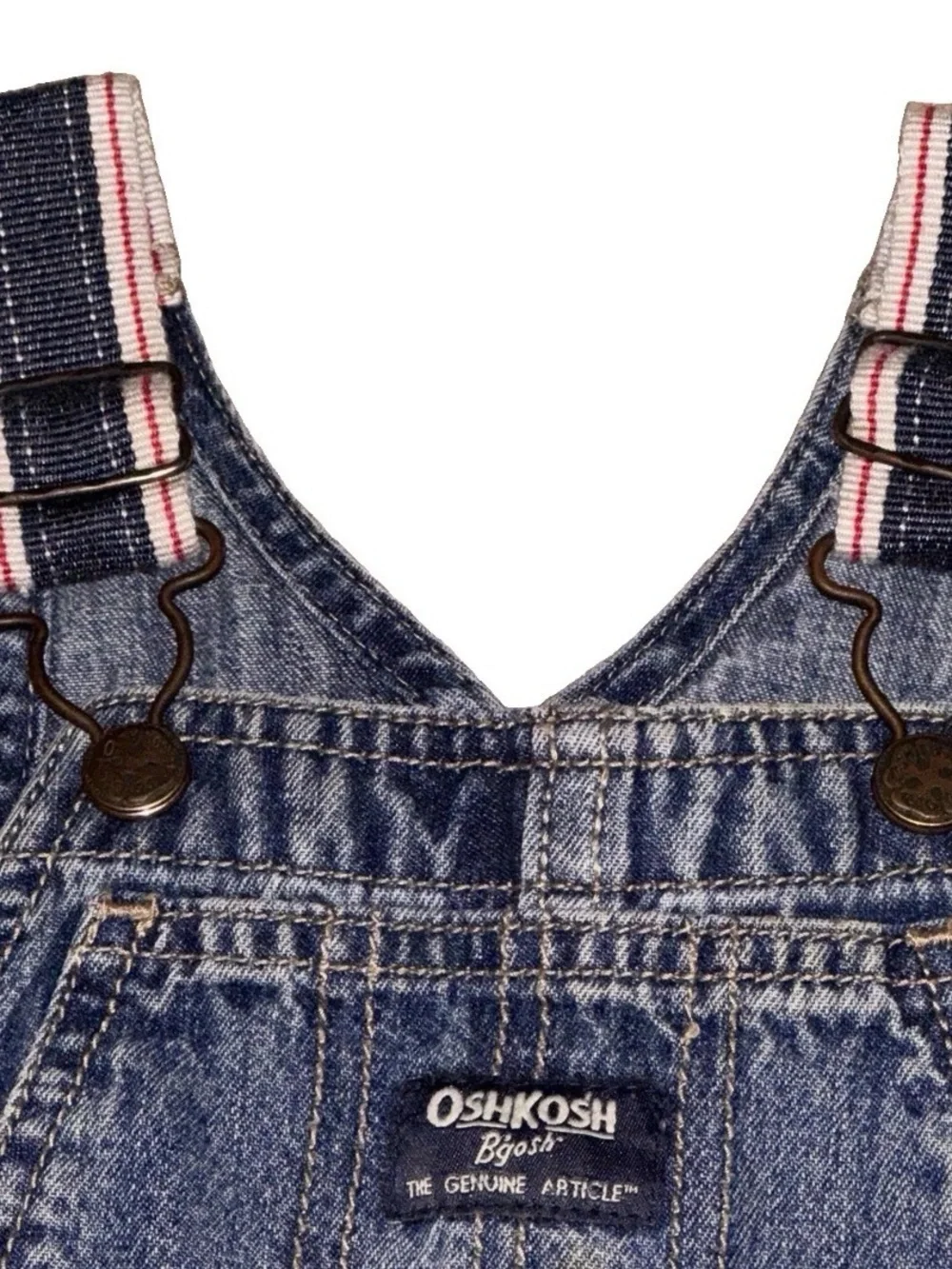 Vintage OshKosh B'gosh Kids Blue Overalls 24 M Denim Vestbak Carpenter Shortalls